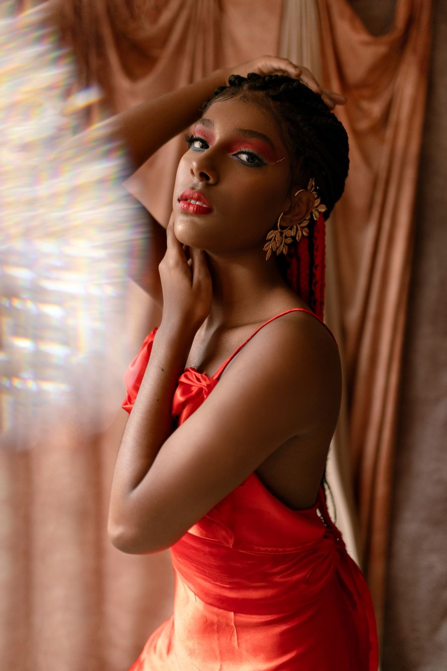 Woman with glamorous party makeup and styled hair